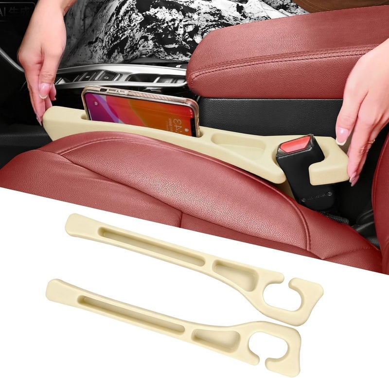 7F Car Seat Gap Filler, Organiser Between Seat and Centre Console, Universal Car Accessories, Fit SUV Truck Storage Beige - Image 1